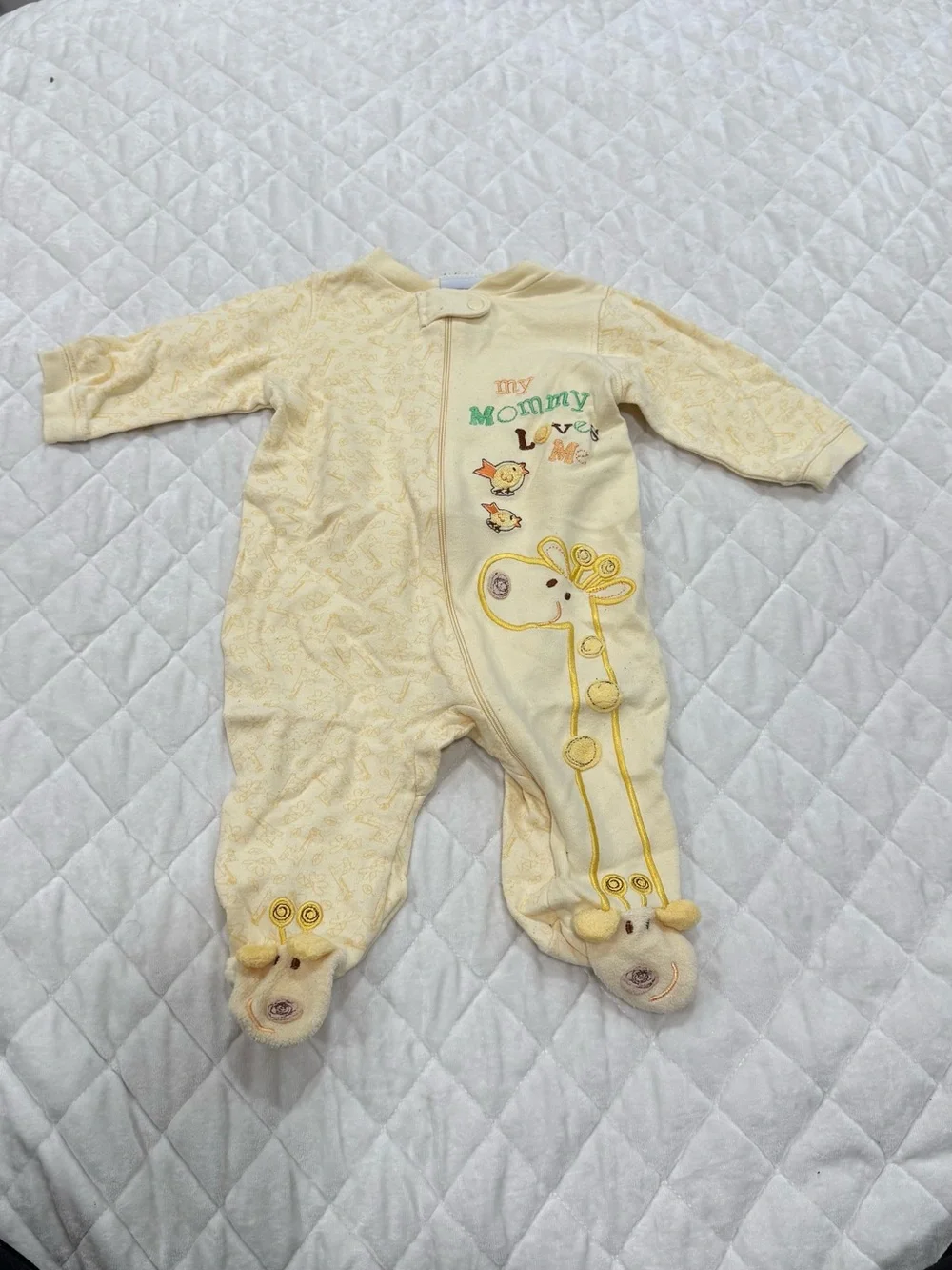 Yellow Giraffe Footed One-Piece for Baby — 
